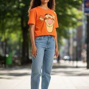 Disney Orange Tigger Face Short Sleeve Tee